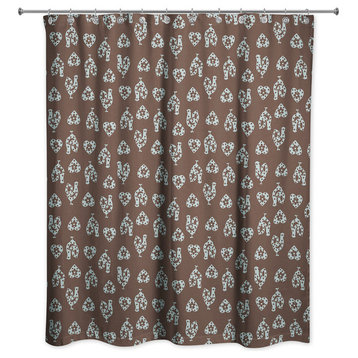 Gray Rooster Pattern Shower Curtain