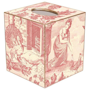 TB564-Rose Farm Toile Tissue Cover Box