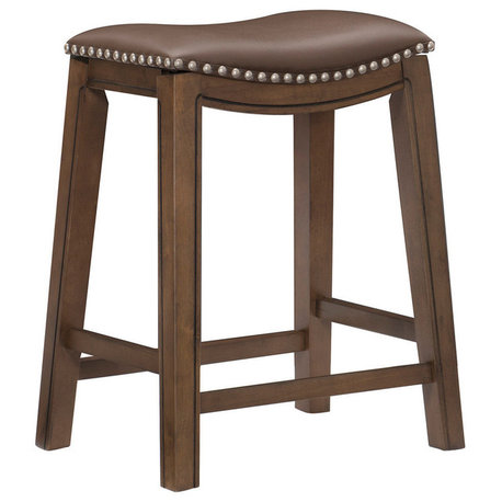 Yannis 24" Height Saddle Stool, Brown