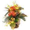 Tropical Flowers Arrangement, Grapevine Log