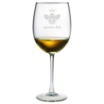 "Queen Bee" Wine Glasses, Set of 4