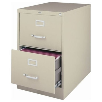 Pemberly Row 25" 2-Drawer Metal Legal Width Vertical File Cabinet in Beige