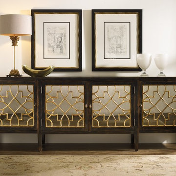 Sanctuary Four Door Mirrored Console- Ebony