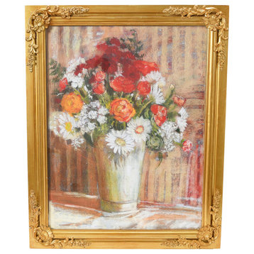 Vintage Reproduction Floral Print with Solid Wood Frame