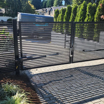 Modern dual swing gate installation in Kirkland, WA