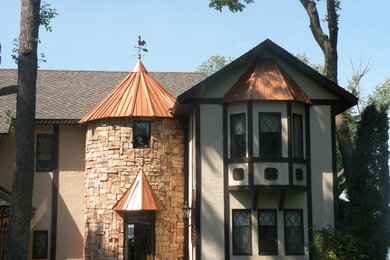 classic copper bay window and turretsn