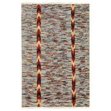 Hand-Knotted Multi Transitional Transitional Modern Silk Knotted Rug, 6'x9'