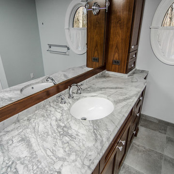 Super White Quartzite Master Bathroom