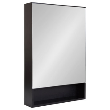 Vin Wall Mirror with Shelves, Black 20x30