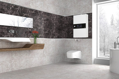 Example of an urban home office design in Other