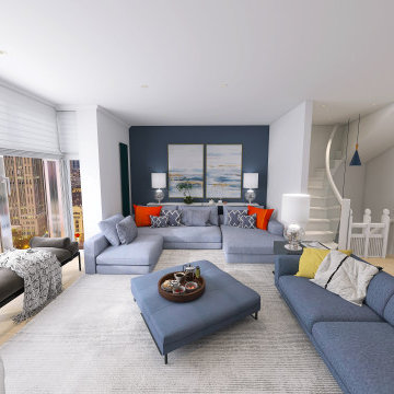 Spacious first floor living room, sociable and contemporary