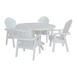 Highwood - Highwood Adirondack Hamilton 5pc Round Dining Set - AD-DNA48, White - Outdoor Dining Sets
