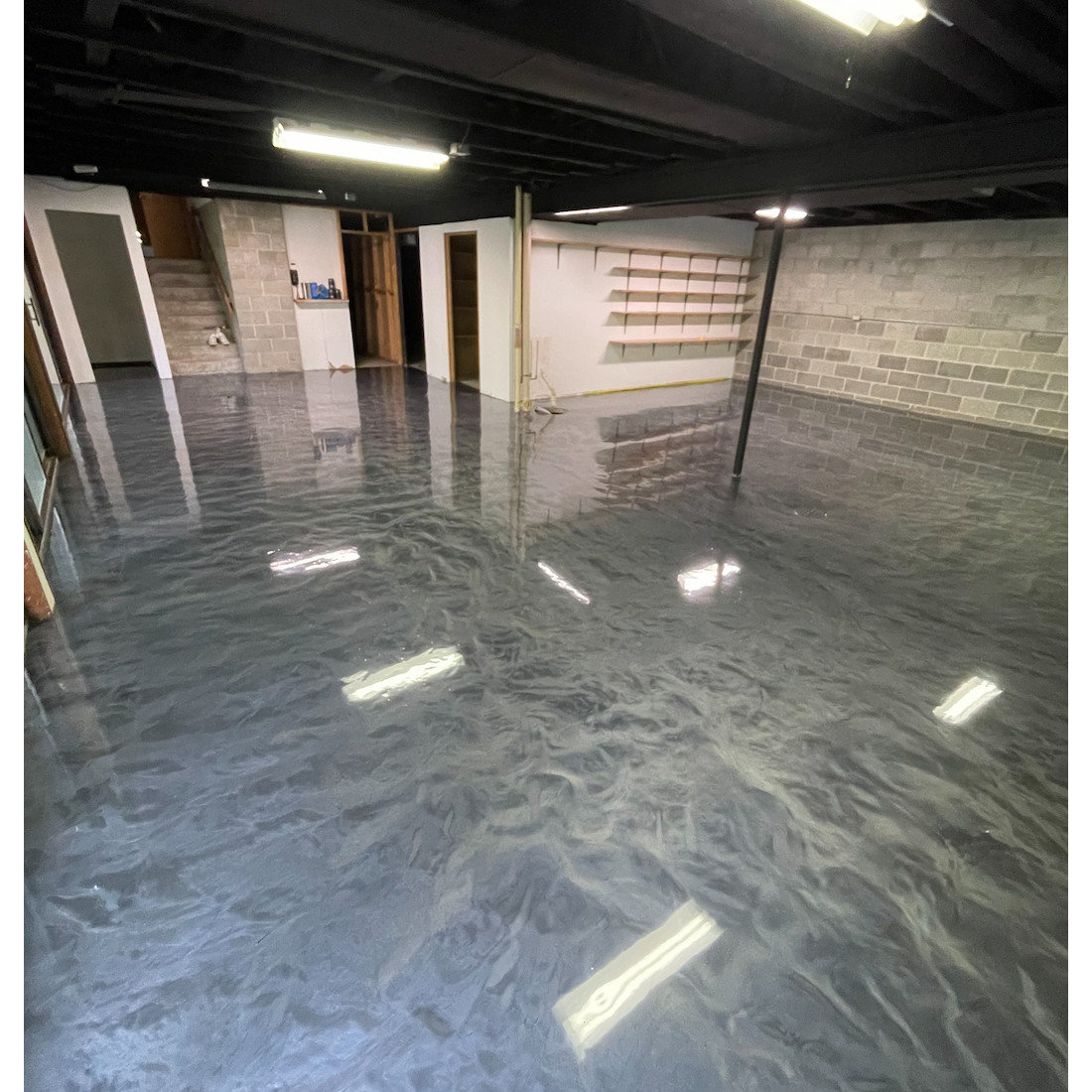 Metallic Epoxy Basement Floor