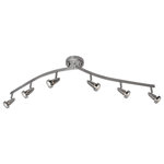Access Lighting - Mirage, 52226, Semi-FlushWith Articulating Arms, Brushed Steel - 6 x 50w Halogen MR-16 Shape GU-10 Base Bulbs (Bulbs not Included)