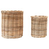 Hand-Woven Wicker Basket/Container, Natural, 2-Piece Set