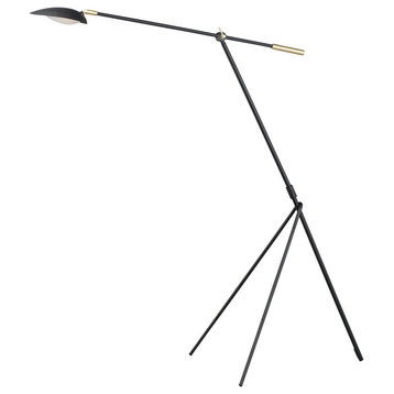 Scan LED 1-Light Floor lamp in Black / Satin Brass with Acrylic Shade