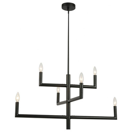 Dainolite NOR-326C-MB Nora, 31.5" 6-Light 2-Tier Chandelier