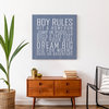 Boy Rules 24x24 Canvas Wall Art