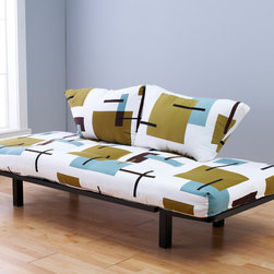 Black Metal Futon with Reconstruction Mattress in Bed Position - Products