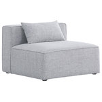 Meridian Furniture - Cube Upholstered Modular Component, Gray, Linen Texured Fabric, Armless Chair - Treat yourself to some long overdue "me time" when you're seated on this Cube Modular Armless Chair. This beautiful modular unit is both eye-catching and elegant, features durable linen textured upholstery in a soft grey color that meshes well with nearly any existing color scheme. Pair this modular Armless Chair with other items in the same collection to create an unlimited number of combinations and enjoy the custom seating arrangement of your dreams. Latches underneath make it easy to attach pieces to one another.