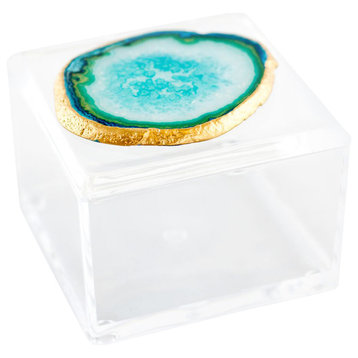 Agate Acrylic Decorative Box, Teal
