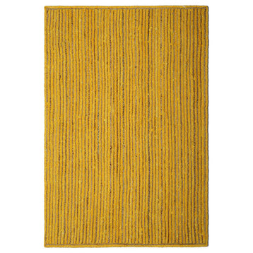 Natural Jute and Yellow Cotton Racetrack Rug, 30"x50"