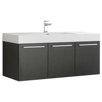 Fresca Vista 48" Black Wall Hung Cabinet With Integrated Sink