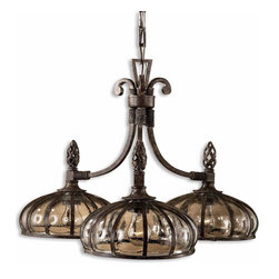 Galeana 3-Light Chandelier by Uttermost 21046 with Mouth Blown Glass - Chandeliers