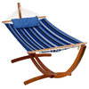 13' Reversible Sunbrella Quilted Hammock Milano Cobalt Stripe/Canvas Capri Solid
