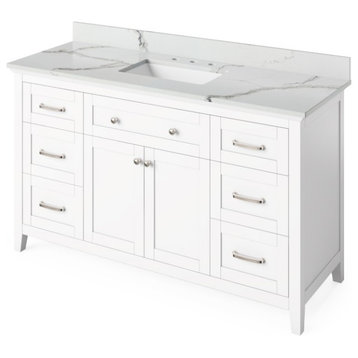 Jeffrey Alexander Chatham 60" White Single Sink Vanity With Quartz Top