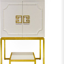 Worlds Away Anna Bar Cabinet White Lacquer - Wine And Bar Cabinets