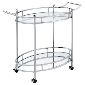 Jinx Serving Cart, Clear Glass and Chrome Finish