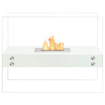 Modern White Ventless Ethanol Fireplace - Vitrum H | Ignis