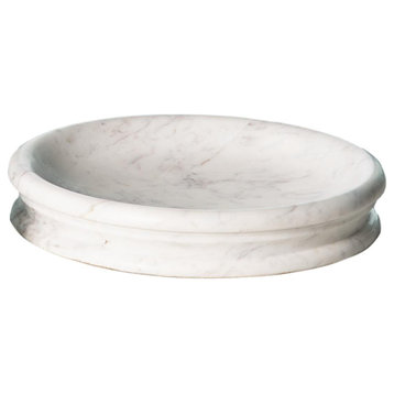 Elegant Round Solid White Marble Centerpiece Bowl 18" Classic Plateau Stand