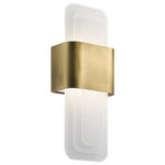 Kichler - Wall Sconce LED - Inspired by the way light shines on a waterfall, the LED wall sconce in Natural Brass from the Serene collection takes a contemporary approach to classic mid-century shapes, with soft curves juxtaposed against layers of textured glass. The LED light reflects off of these surfaces, bringing brilliant illumination to a space.