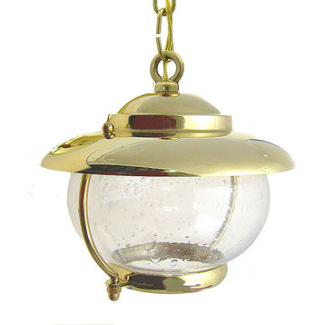 Garden / Bubble Glass Pendant (Solid Brass / Indoor / Outdoor), Polished Unlacqu
