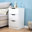 Modern Bedside Table, White Finished MDF With Storage Drawers and Open Shelf