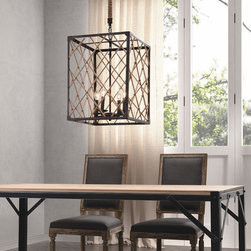 Zuo Shale Ceiling Lamp Distressed Brown & Natural - SKU: 98334 - Pendant Lighting
