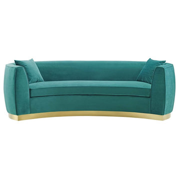 Resolute Curved Performance Velvet Sofa, Teal