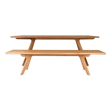 Charles Natural Beechwood Table and Bench