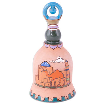 Novica Handmade Rhythms Of The Mosque Decorative Ceramic Bell