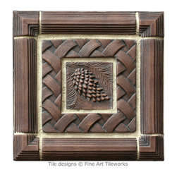 Fine Art Tileworks - 2"x2" Pine Cone with trims - Tile