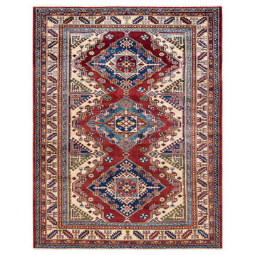 Tribal, One-of-a-Kind Hand-Knotted Area Rug Orange, 4'10"x6'4"