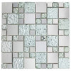 11.75"x11.75" Arya Stainless Steel and Glass Mosaic Tile Sheet, Sliver