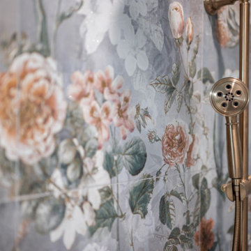 Oversized Floral Tile with Water-Resistant Finish – Bathroom Accent Wall