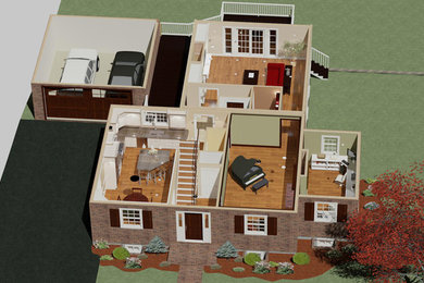 Doll-House View Colonial House - 3D Rendering