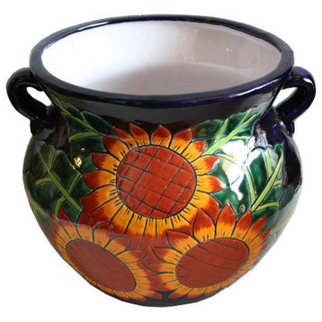 Medium Size Sunflowers Talavera Ceramic Pot