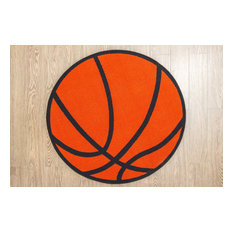 Round Soccer Anti SkidBacking Area Rug, Basketball, 3'3" Round