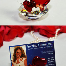 Crystal Hearts with Card Holder - Decorative Objects And Figurines
