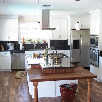 White Cabinet Kitchen with Black Tabletop
